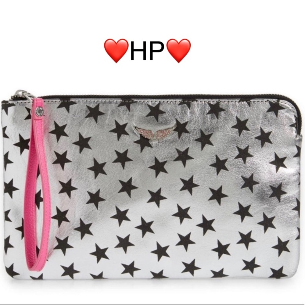 Zadig & Voltaire Uma Stars Circus Wristlet Silver - Picture 1 of 11